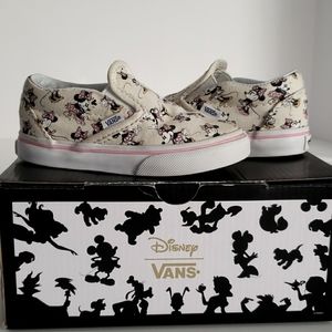 Vans Rare Disney Minnie Mouse Slip On Cream Canvas Sneakers Size Toddlers 6.5